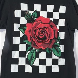 Short Sleeve Rose Checkerboard Tee Shirt
